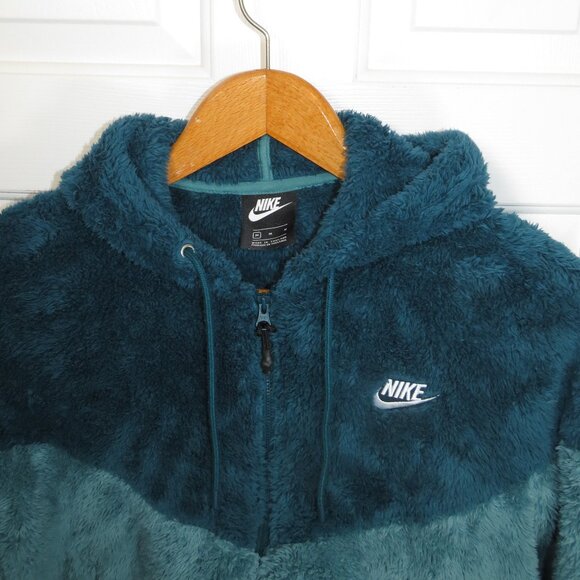 Nike Wind Runner Sherpa Fleece Hooded Jacket Blue/Green Size Medium BV5468-347 - Picture 2 of 4